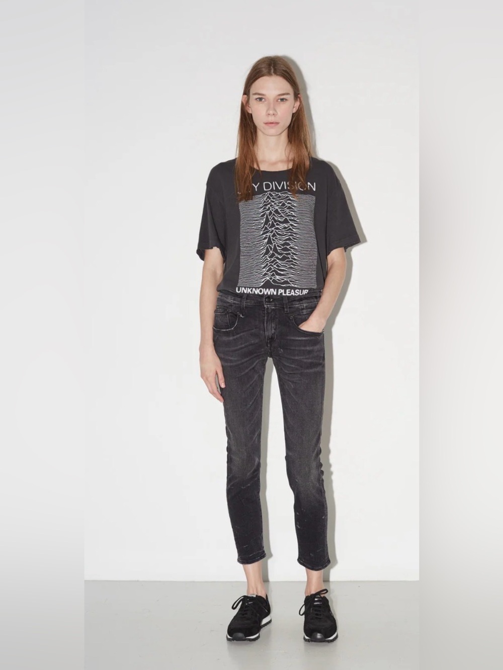 R13 Boy Skinny Black Low Rise Jeans 25 |Designer Slim Boyfriend| 90s Kate Moss